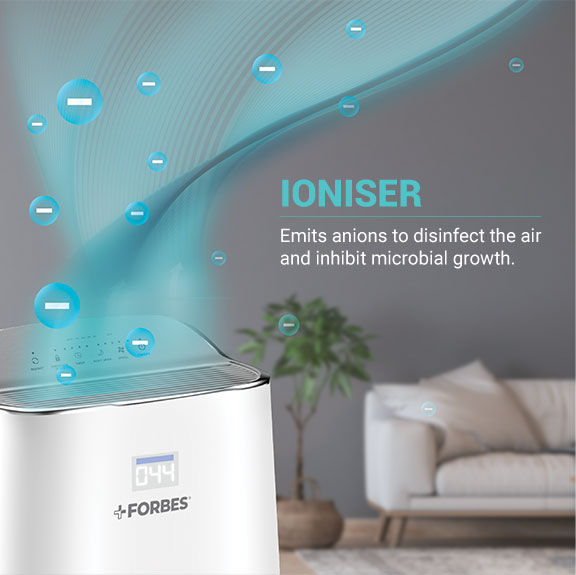 Emits anion to disinfect the air and inhibit microbial growth.